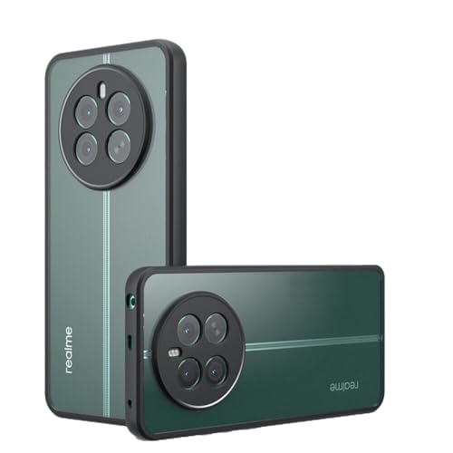 Image of REALCASE Hybrid Armor Back Cover Case for Realme 12 Plus 5G / Realme P1 5G / Narzo 70 / Narzo 70 Pro 5G | 360 Protection | Crystal Clear Hard Back Transparent Cover (Clear PC + Black TPU Bumper)