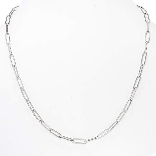 Paperclip Chain Necklace 14K Gold – Real Yellow White Rose Luxury Jewelry Pendant – Nice Women And Girls Gift - Available In Your Choice Of Length 16’’ To 36’’ - Wide 4Mm - Lobster Clasp (White, 16) #TOP3