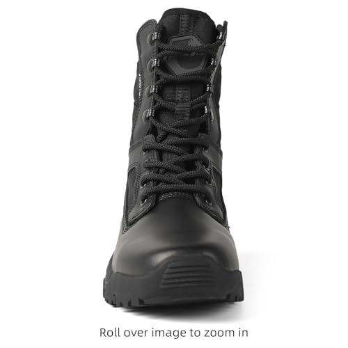 Image of Women's Tactical Boots, Motorcycle Combat Boots for Women | 8-inch work boots, side zipper; lightweight, breathable, water-resistant. For police, security, EMT, motorcycle