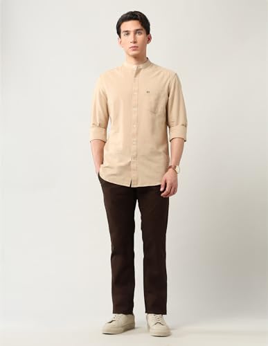 Image of Arrow Sports Men's Slim Fit Pure Cotton Mandarin Shirt