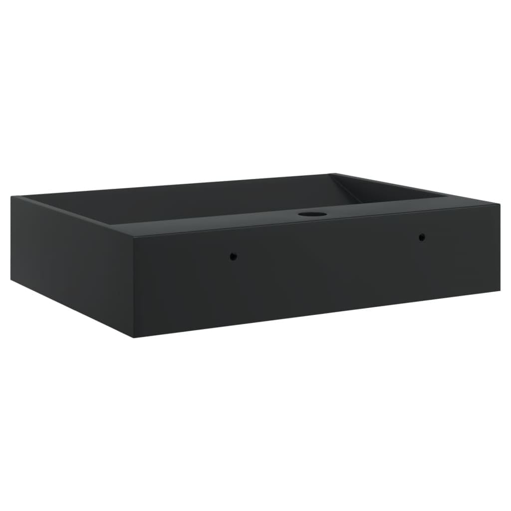 vidaXL Lavabo de fundición de mineral/mármol negro mate 50x38x11 cm