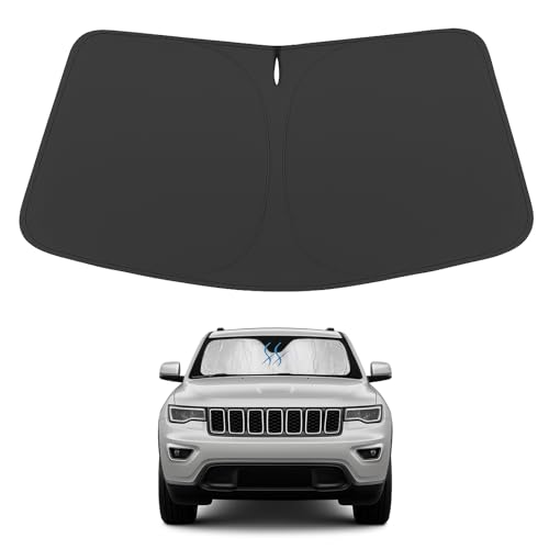 Image of Proadsy 2026 Upgrade Windshield Sunshade Custom for 2014-2025 Jeep Grand Cherokee Block Sun & UV Foldable Front Window Car Shade Protector Prime Accessories