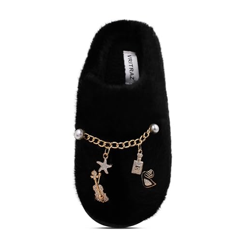 Image of VRITRAZ Women's Comfort Slip On Closed Toe Warm Winter House Clog Indoor Slipper with Cute Print and Degins
