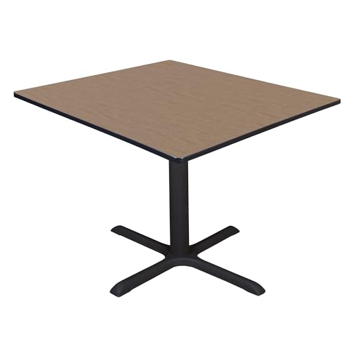Romig Pillar Large 48 in. Square X-Base Breakroom Table- Noble Oak