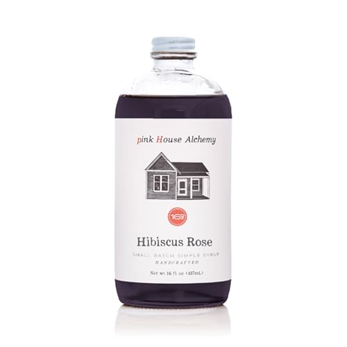 Image of Pink House Alchemy Hibiscus Rose Simple Syrup, 16 oz, Handcrafted | Floral Cocktail & Coffee Mixer, All-Natural, Small-Batch