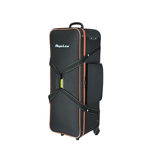 MagicLine Photo Studio Trolley Case with Side Pocket 39.4"x14.6"x13"/100x37x33 cm, Rolling Camera Case Bag, Carrying Bag with Wheels for Light Stands,Tripods,Flashes,Telescopes