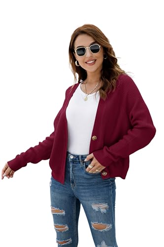 Image of TASAMO Womens Cardigan Sweaters 2026 Fall Cropped Lightweight Sweater