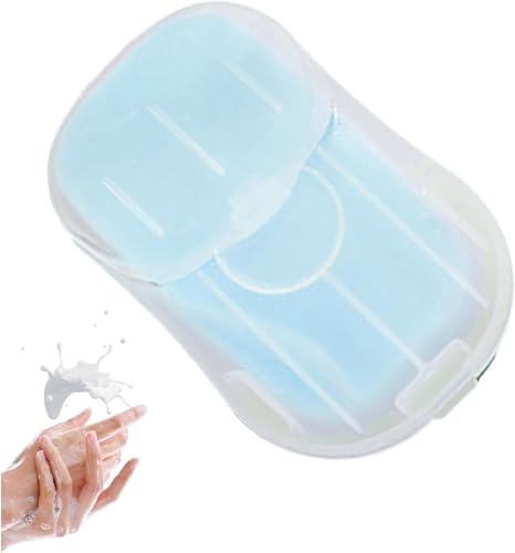 Gowxs Tragbare Mini-Seifenblätter, 50 Stück, blau, tragbare Reise-Seifenpapierbögen, Einweg-Seife, â€¦ – Miniatur