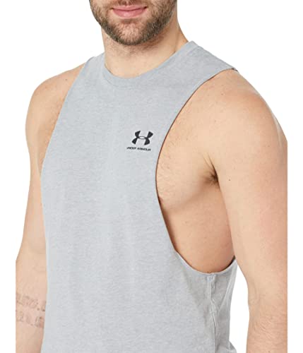 Camiseta Hombre Under Armour Sportstyle Cut-Off Casual Algodón Camiseta Deportiva sin Mangas Grey 3