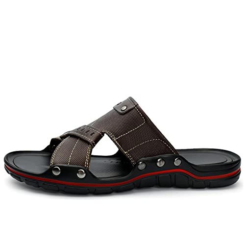 Men's Slide Sandals Lightweight Genuine Leather Open Toe Beach Sandal Water Resistant Summer Slide Sandal2