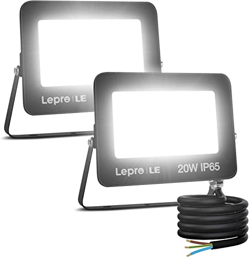 Lepro 20W LED Floodlight Outdoor, 1700LM LED Security Lights, Waterproof IP65, Daylight White LED...