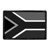 South Africa Flag - Black and White | Hook and Loop Attach for Hats, Jeans, Vest, Coat | 2x3 in | by Pull Patch