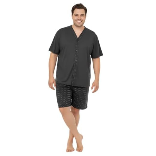 Pijama Plus Size Com Botões Homem Conjunto Roupa De Dormir (G2, Cinza)