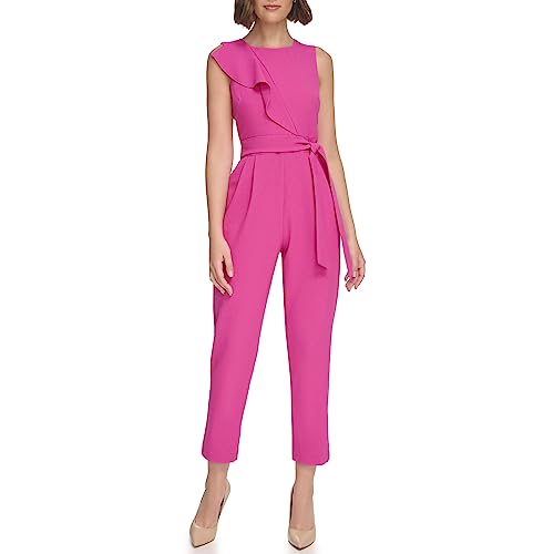 Image of Jessica Howard Women's Rosette Bodice Sleeveless Crew Neck Crepe Jumpsuit