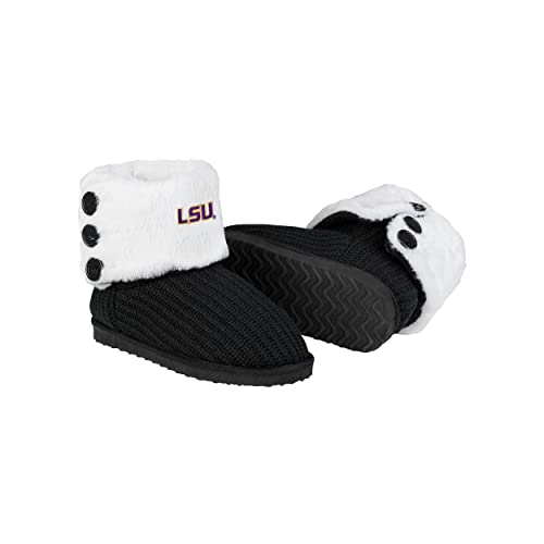 FOCO LSU Tigers NCAA Womens Knit High End Button Boot Slipper - M