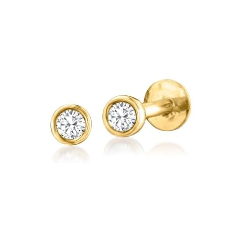 RS Pure by Ross-Simons 0.10 ct. t.w. Bezel-Set Diamond Flat-Back Stud Earrings in 14kt Yellow Gold Cover