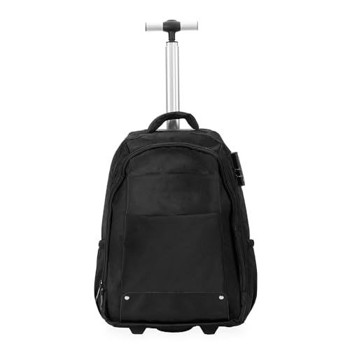 Mochila com Rodinhas 27L para Notebook até 15,6” – Nylon Impermeável com Cadeado TSA e Rodas com Freio