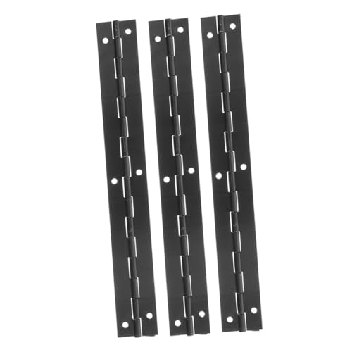GLEAVI 3pcs Long Metal Piano Hinges for Jewelry Box, 200x25mm Black Electrophoresis Finish, Continuous Wood Box Hinges for Craft and Industrial Use