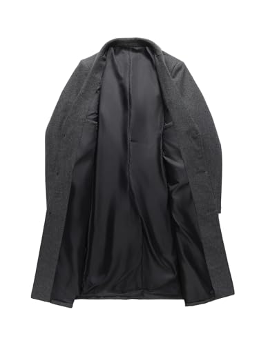 Image of INVACHI Men's Wool Blend Long Trench Coat Notched Collar Single Breasted Overcoat Warm Winter Pea Coat