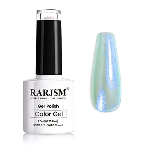 RARJSM Pearl Gel Nail Polish,Dark Blue Gel Polish,Seashell Glitter Gel Nail Polish Sparkle Shiny Clear Pastel Nail Gel Need Cured 1 Piece 7.5ml Soak Off Nail Art Manicure (DZ10)
