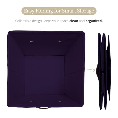 Image of DECOMOMO Storage Bins, Cube Storage Bin with Labels, Fabric Storage Cubes for Shelves (10.5 inch x 11 inch / 6pcs, Deep Violet)