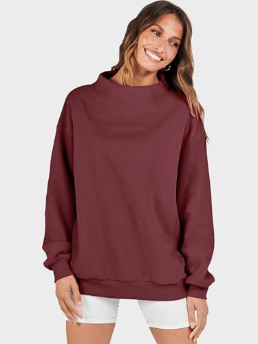 Image of ANRABESS Womens Oversized Sweatshirts Mock Neck Pullover