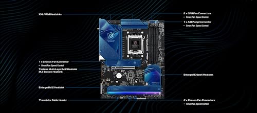 Image of ASRock AMD B850 Phantom Gaming Riptide WiFi 7 Socket AM5 Ryzen 9000 /8000 /7000 Series DDR5 8000+ (OC) MHz 256GB ATX Motherboard M.2 SATA3 6.0 Gb /s PCIe 5.0