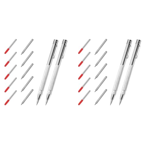 Image of Serplex 4PCS Tungsten Scribers with 10 Interchangeable Tips Anti-Slip Pocket Scriber with Strong Magnet Cap Multipurpose Carbide for Glass Ceramics Metal Sheet