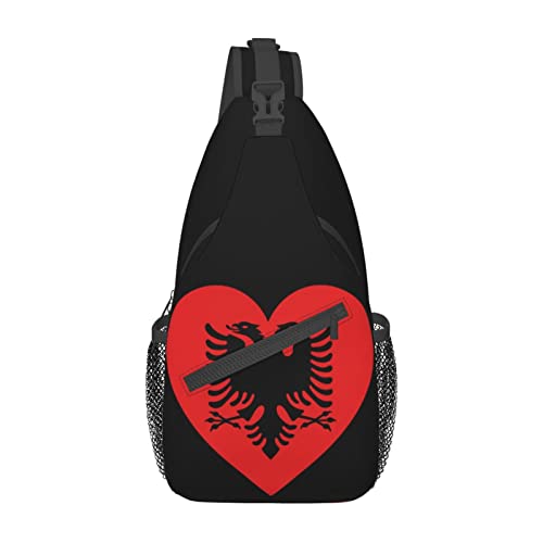 Mochila Cruzada Unisex Love Albania Flag miniatura 2