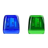 Catelves 2 Stück Anspitzer mit Behälter, Anspitzer mit Behälter Klein, Spitzer mit Dose,Anspitzer Kinder, Doppelloch-Bleistiftspitzer Pencil Sharpener,Spitzer für Schule Büro