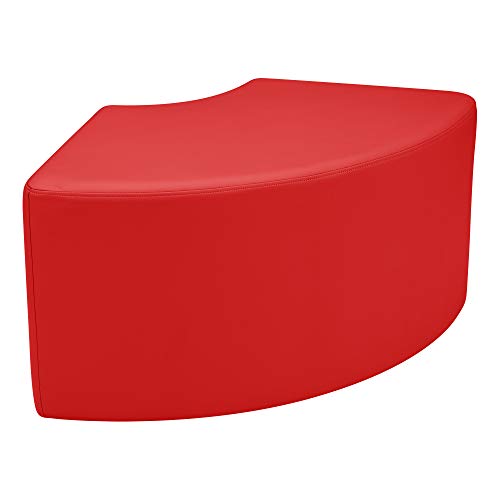Image of Sprogs 18 inch H Structured Quarter Round Stool -Flexible Modular Collaborative Soft Seating for Office, Home, Lounge and School Classrooms with Durable Frame & Set of 2 inch Legs Add-on - Red