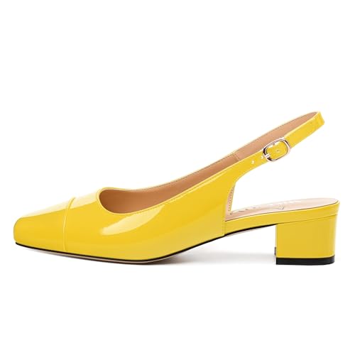 Women's Slingback Pumps, Low Chunky Heels Square Toe Pumps for Women, Block Heels Dress Shoes Closed Toe Comfortable Wedding Work Pump Sandals2