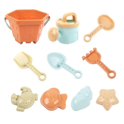 Juguetes De Arena De Playa | 10 Piezas Con Rastrillo De Pala De Cubo | Palas, Rastrillos, Estrellas De Mar, Kit De Construcción De Castillo De Arena Juguete Acuático | Para Niños Niñas Verano Parque