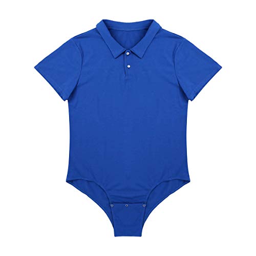 easyforever Men's One Piece Turn-down Collar Shirt Bodysuit Snappies Button Down Pajamas Rompers4