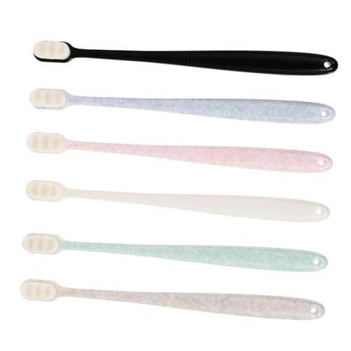 Homoyoyo 6 piezas Cepillo Dientes Suave Adulto Cerdas Blandas Ergonomía Antideslizante para Higiene Bucal Diaria Pack Colores Surtidos Portátil