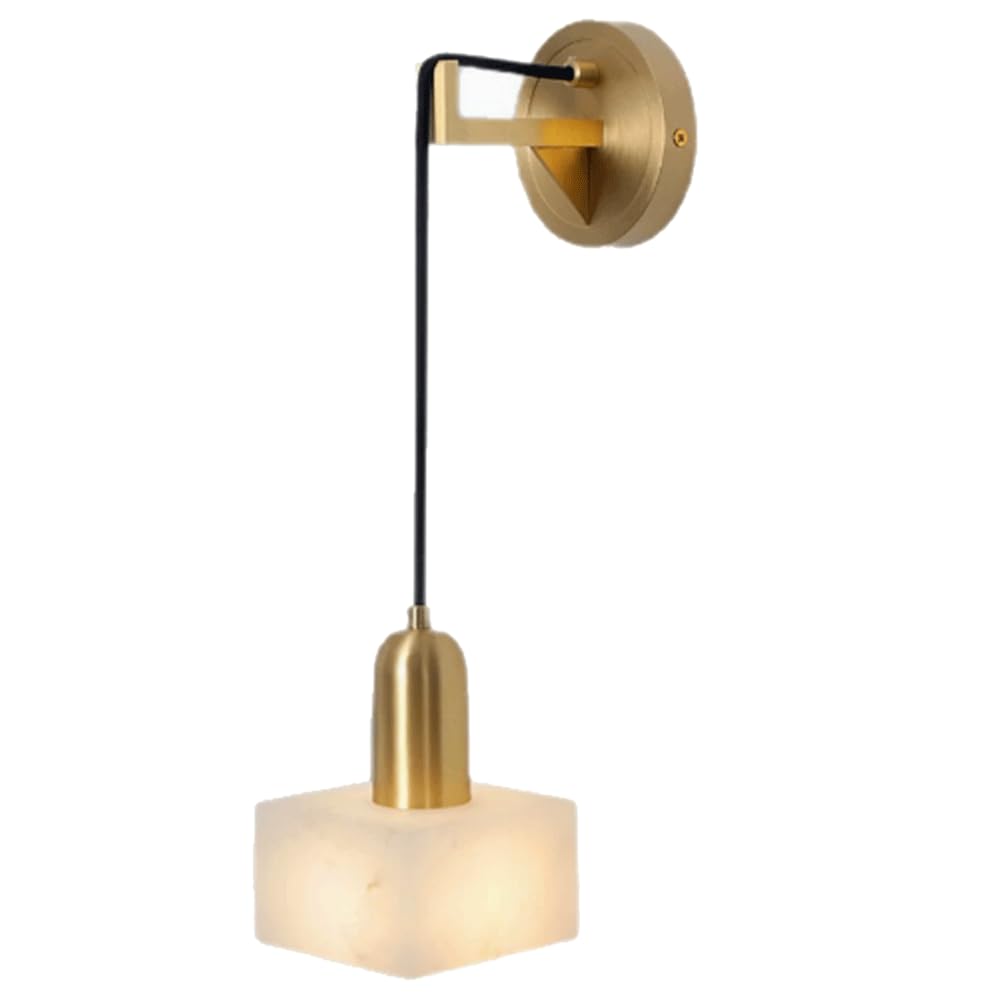 Nordic Stone Wall Sconces,Natural LED Light Brass/Log Base Wall Light,Alabaster Wall Sconce,Indoor Wall Lamp,Dining Hallway,Study,Home Lighting Decoration Stone Light Hardwired Wall-mount Lamp SHUANGZ