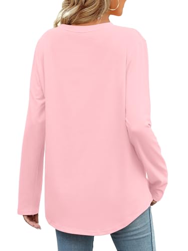 Image of Elesomo Womens Shirts Casual Crew Neck Short /Long Sleeve Tunic Tops