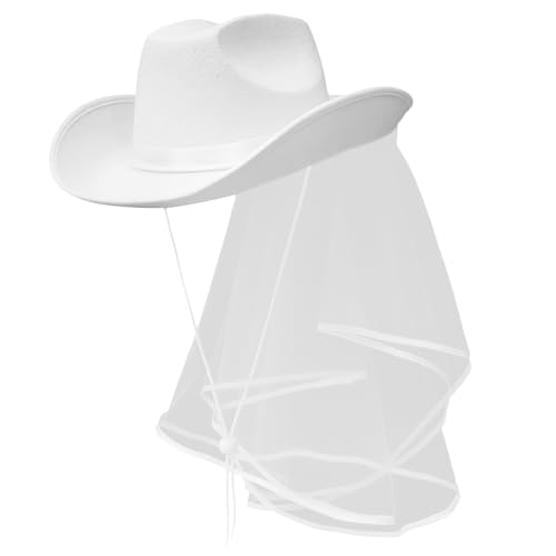 Chapeau de cowgirl blanc ajustable Outanaya en tissu non tissé haute qualité