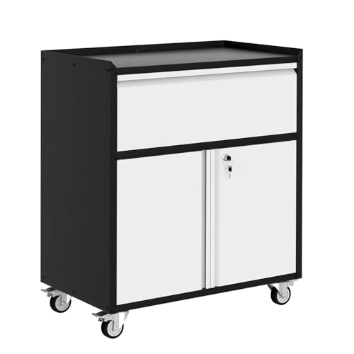 Metal Lockable Rolling Storage Cabinet with Drawer