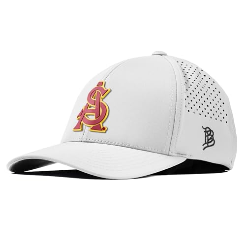 Branded Bills Officially Licensed x Arizona State Sun Devils White Curved Performance ASU Baseball Maroon and Gold PVC