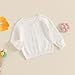 Kids Little Girls Button Front Crop Sweater Cardigan Solid Color Crew Neck Long Sleeve Knit Spring Fall Tops (White, 5-6 Years)