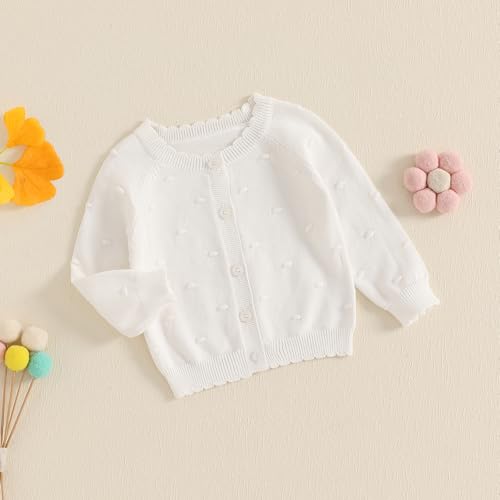 Kids Little Girls Button Front Crop Sweater Cardigan Solid Color Crew Neck Long Sleeve Knit Spring Fall Tops2