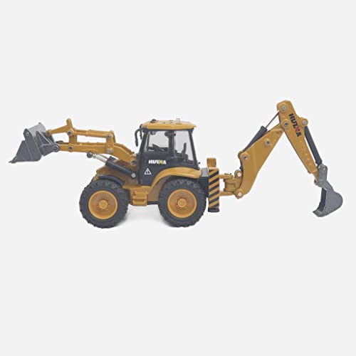 Image of Ailejia Kid Die-Cast Backhoe Loader Excavator Truck Toys Heavy Duty Wheeled 1 /50 Metal Engineering Vehicle Construction Tractor Model Toy For Boys (Backhoe)