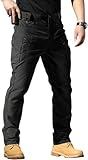 Mens Black Cargo Pants, Tactical Cargo Pants for Men Stretch Water Resistant Ripstop Outdoor Lightweight Work Hiking Pant with Pockets Black Large