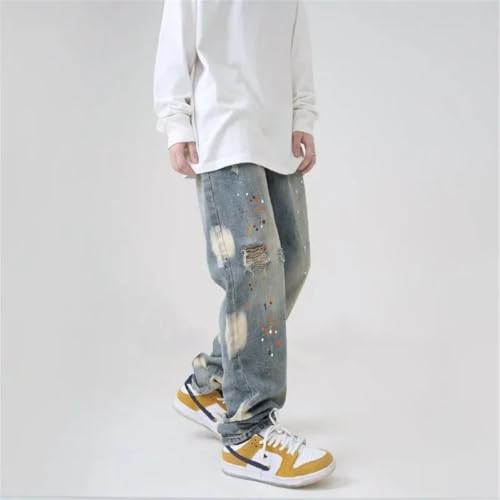 Men Jeans with Pockets Soft Trousers Korean Style Retro Cowboy Pants3