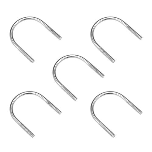 uxcell U-Bolts 5pcs 2"(50mm) Inner Width 66mm Length M6-1x66mm 304 Stainless Steel U-Bolt Fastener for 48mm Pipe Dia