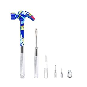 YOUMI 6 in 1 Multifunctional Anti-Corrosion and Anti-Rust Floral Hammer & Screwdriver Tool Set with Slotted/Flat Head Phillips Screwdriver Nail Puller and Claw Hammer Best Gift for Sweetheart(Blue)
