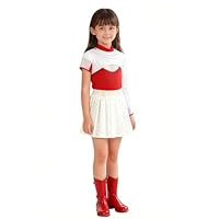 Dagmar Zombie Costume for Girls Halloween Costume Kids Cheerleader Mesh Top Short Skirt Hooded Coat Outfit