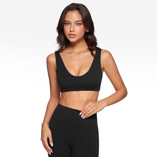 Womens U-Neck Sports Bra Padded U Back Medium Impact Fitness Yoga Bar Workout Crop Top with Built in Bra4