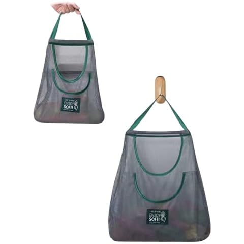 DurReus Mesh Reusable Produce Bags Double Layer Shopping Bag Hanging Storage Organizer Vegetable Fruit Grocery 2pcs Cover